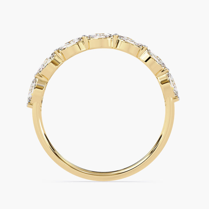 14K Gold Marquise Lab Grown Diamond Wedding Band - Half Eternity Stackable Ring