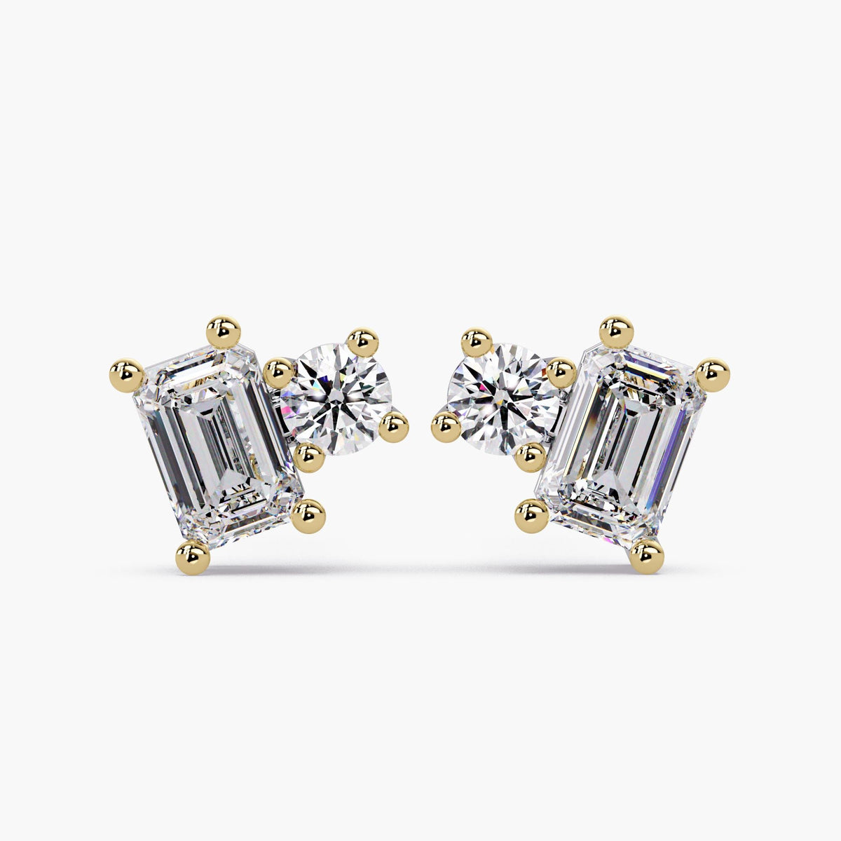 Toi et Moi Lab Grown Diamond Stud Earrings: 14K Gold 1.25 Ct Double Solitaire
