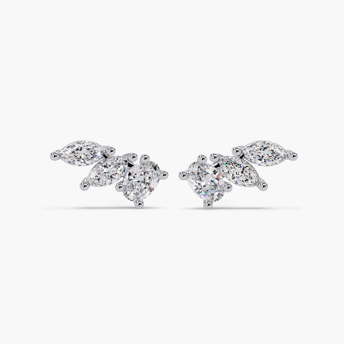 14K Gold Lab Grown Diamond Ear Climber Earrings, 1.00 CTW, Pushback