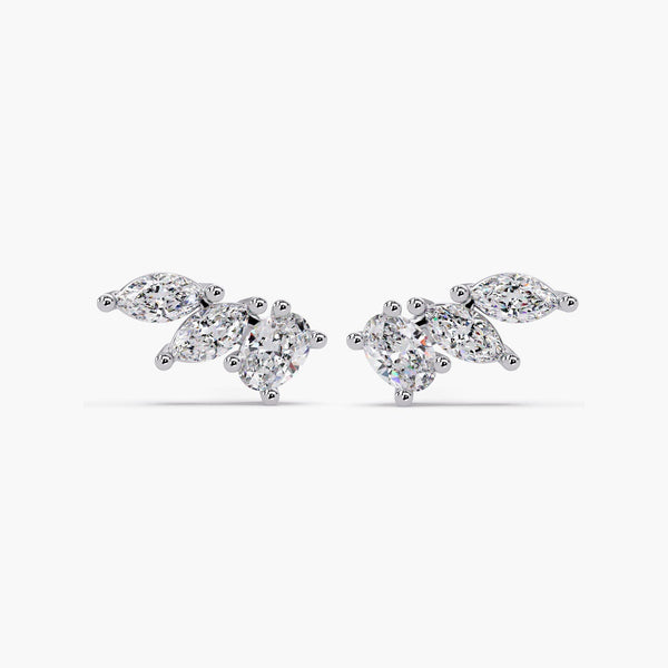 14K Gold Lab Grown Diamond Ear Climber Earrings, 1.00 CTW, Pushback