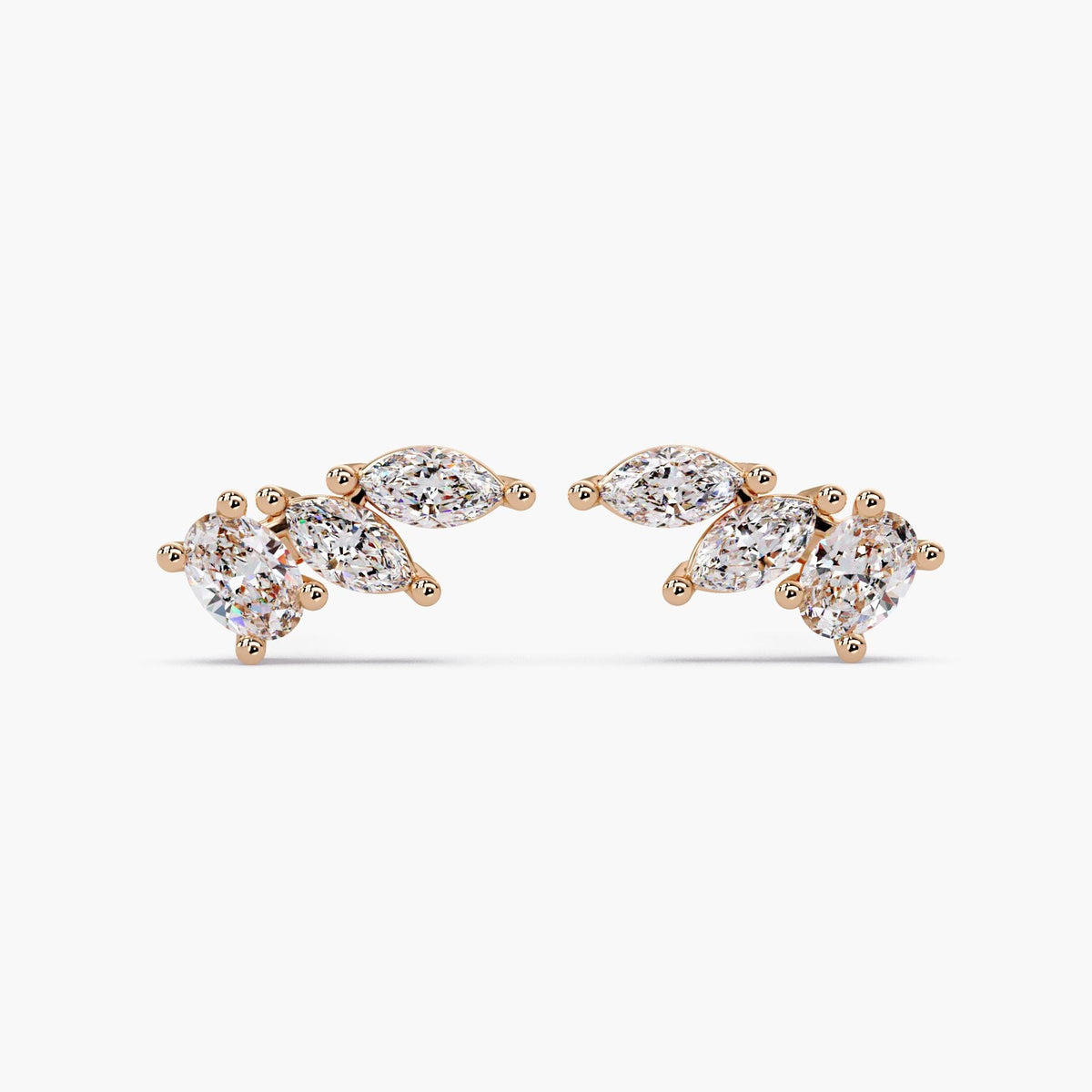 14K Gold Lab Grown Diamond Ear Climber Earrings, 1.00 CTW, Pushback