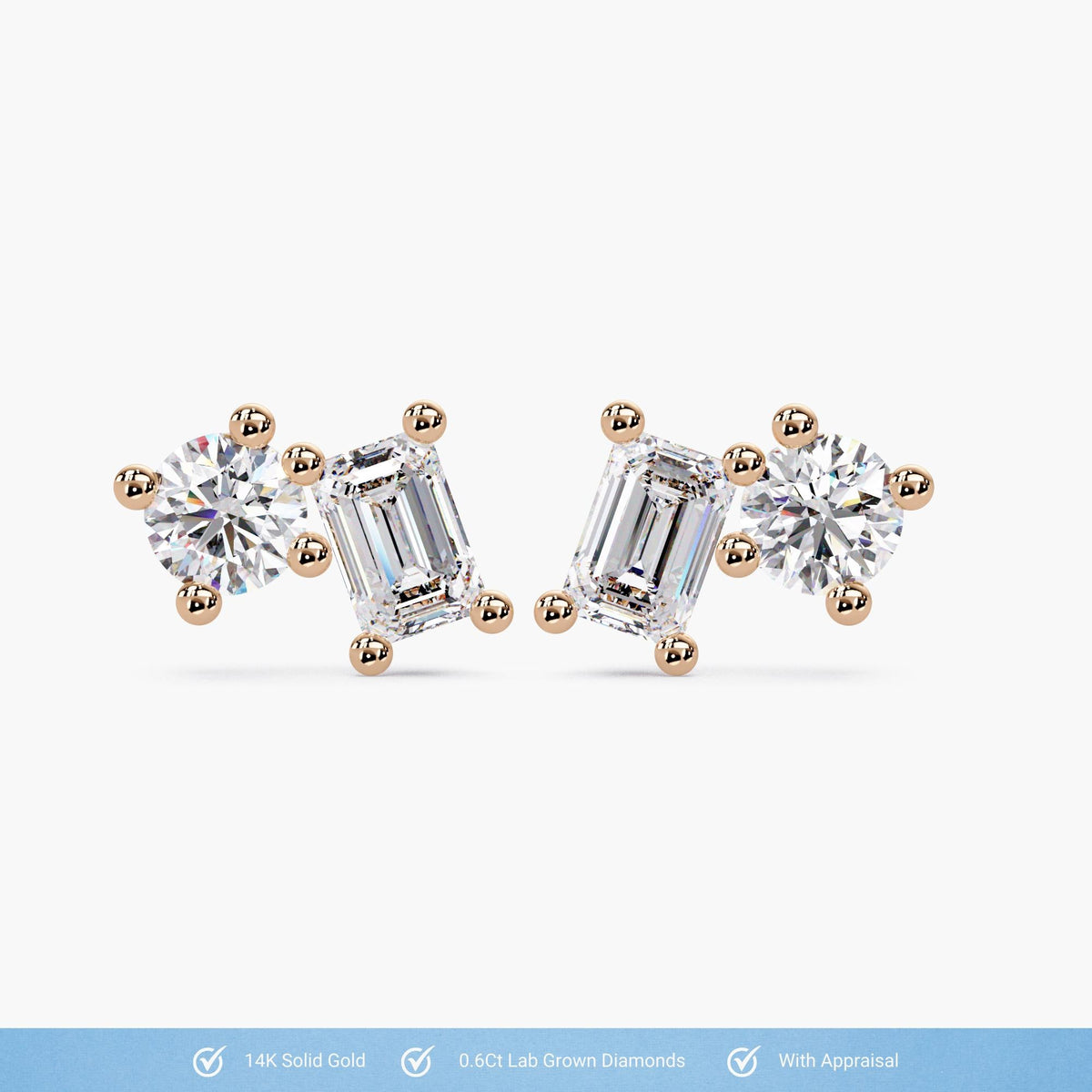 Lab Grown Diamond Earrings Cluster, Lab Diamond 14K Gold Stud Earrings, Multidiamond Stud Earrings, Mini Diamond Studs Cluster