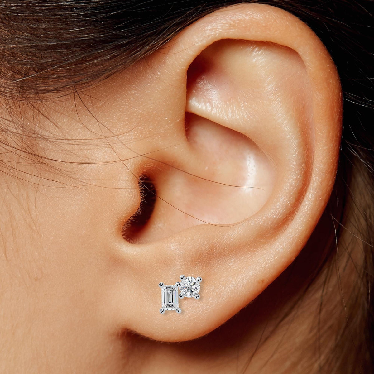 Lab Grown Diamond Earrings Cluster, Lab Diamond 14K Gold Stud Earrings, Multidiamond Stud Earrings, Mini Diamond Studs Cluster