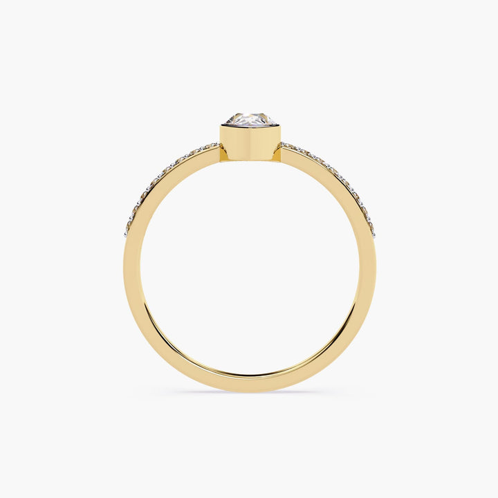 Dainty 14k Gold Pear Diamond Engagement Ring: Bezel Setting, 0.40 CTW