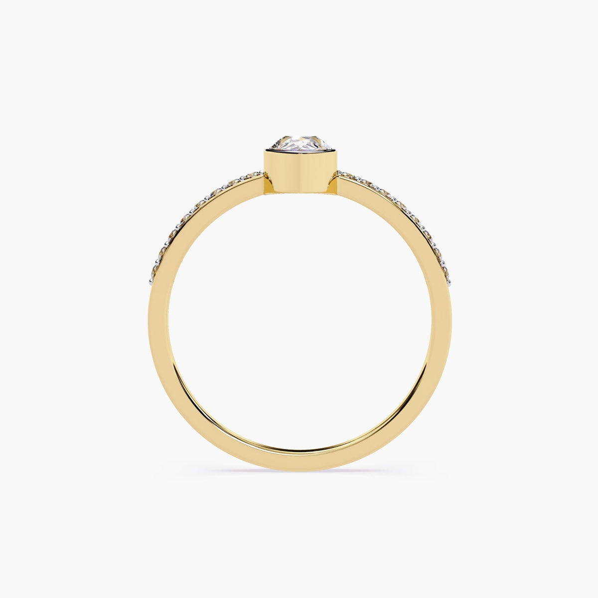 Dainty 14k Gold Pear Diamond Engagement Ring: Bezel Setting, 0.40 CTW