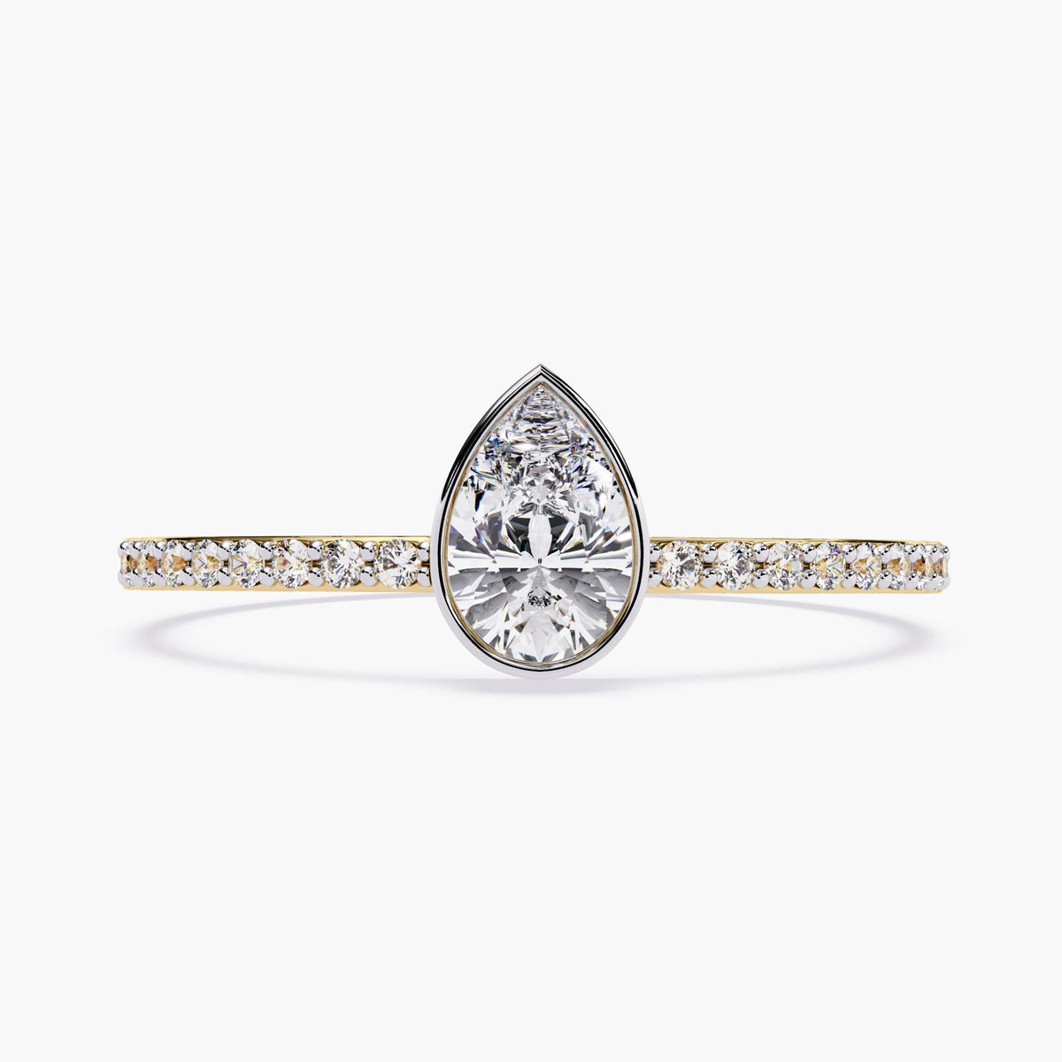 Dainty 14k Gold Pear Diamond Engagement Ring: Bezel Setting, 0.40 CTW