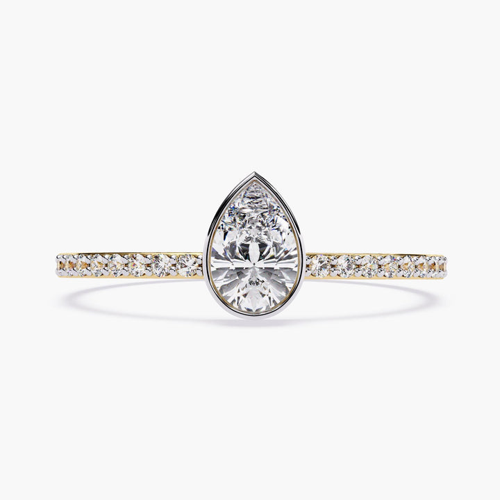 Dainty 14k Gold Pear Diamond Engagement Ring: Bezel Setting, 0.40 CTW