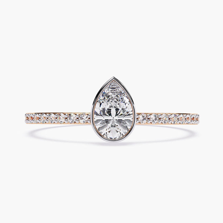 Dainty 14k Gold Pear Diamond Engagement Ring: Bezel Setting, 0.40 CTW