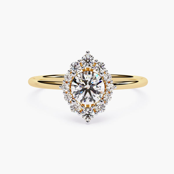 14K Gold Round Natural Diamond Solitaire Engagement Ring, 0.60 CTW
