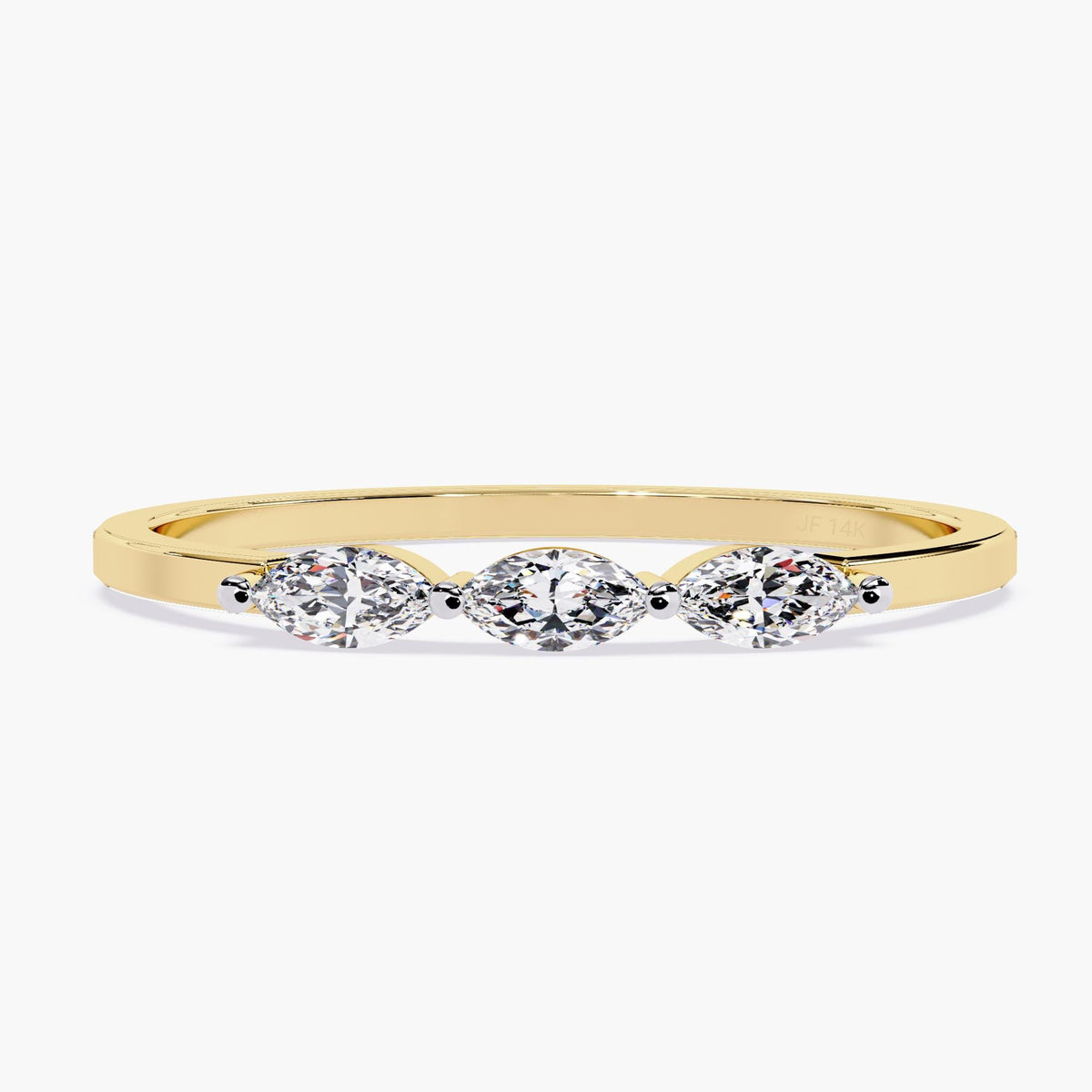 Marquise Diamond Wedding Band Three Stone Design Lab Grown Diamond Ring Bridal Jewelry Set Gold Engagement Band Princess Cut Stone Collection Modern Wedding Gift Premium Quality Construction Dainty Stackable Ring White Gold Finish Beautiful