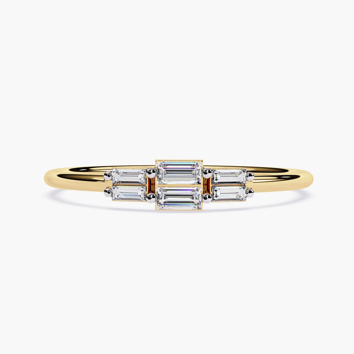 Dainty Gold Band Ring Perfect Birthday Present Anniversary Gift For Her Lab Grown Diamond Accent Elegant Design Stackable Wedding Band Modern Minimalist Style Fine Jewelry Collection Special Occasion Gift White Yellow Rose Gold Options