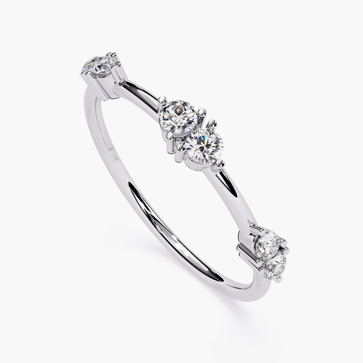 Thin Stackable Diamond Ring for Women, Minimalist Gold Diamond Ring, Slim Diamond Band, Simple Gold Round Diamond Band, Gift for Her