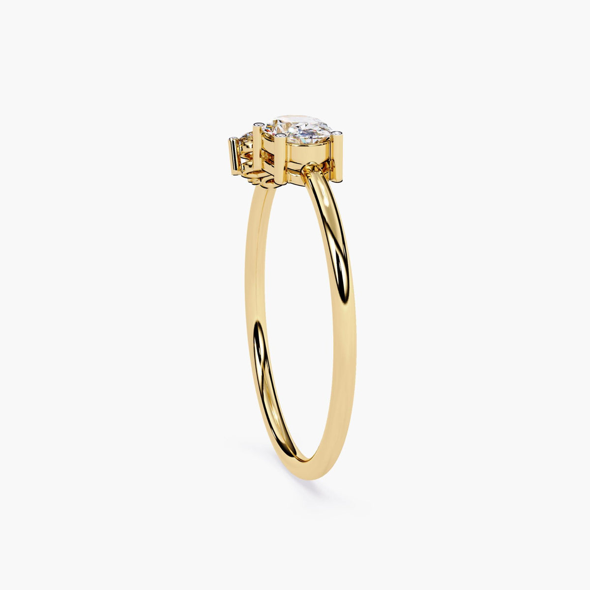 Engagement Gold Ring, 14K Gold Ring, Dainty Diamond Ring, 14K Solid Gold East West Oval Cut Cluster Ring, Promise Ring, Mothers Day Sale