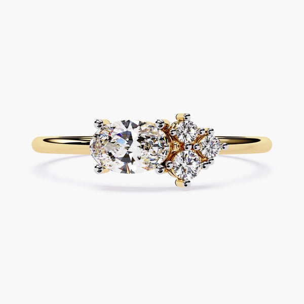 14K Gold Oval Natural Diamond Cluster Ring, 0.40 CTW