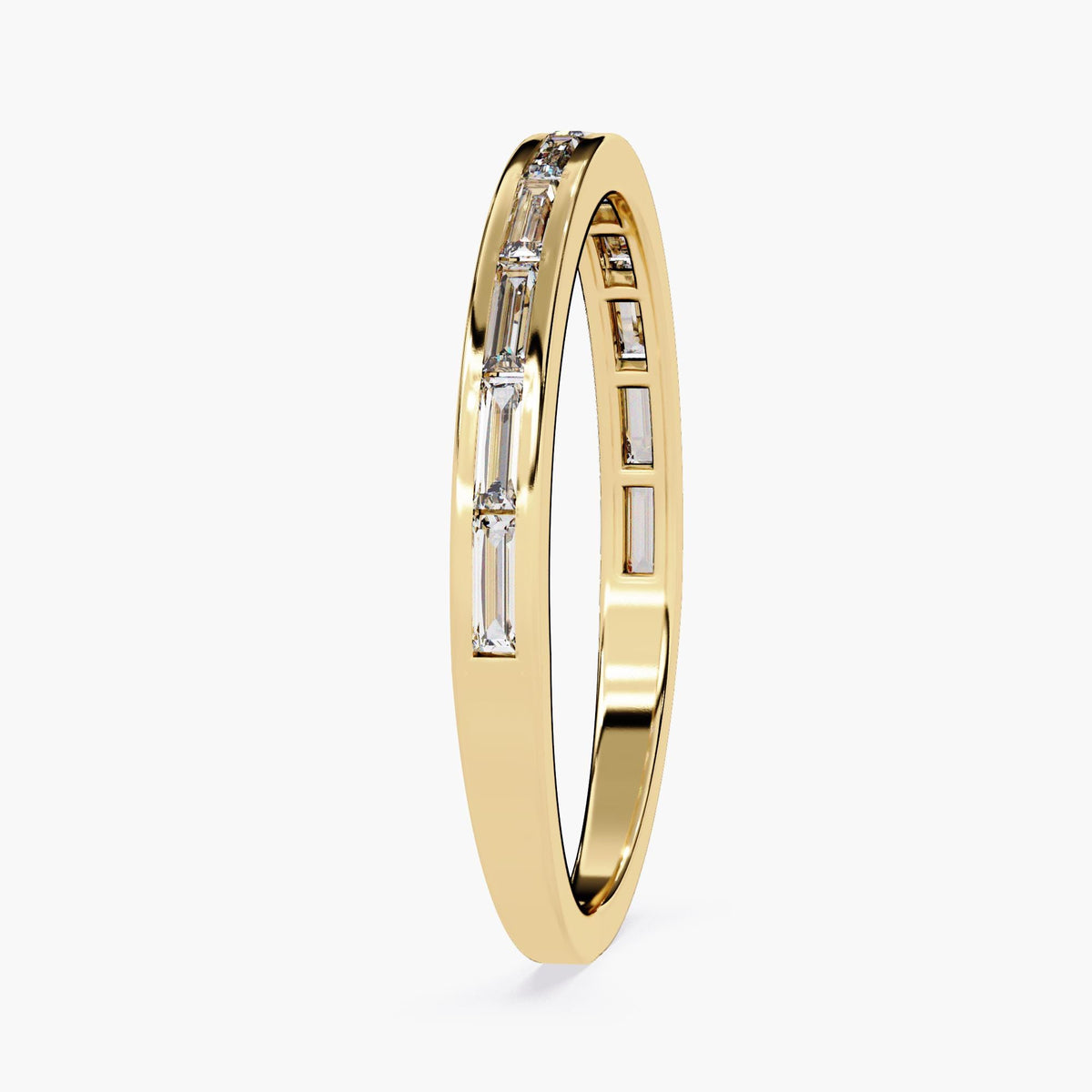14K Gold Baguette Lab Diamond Band: Half Eternity Ring (0.22 ctw)