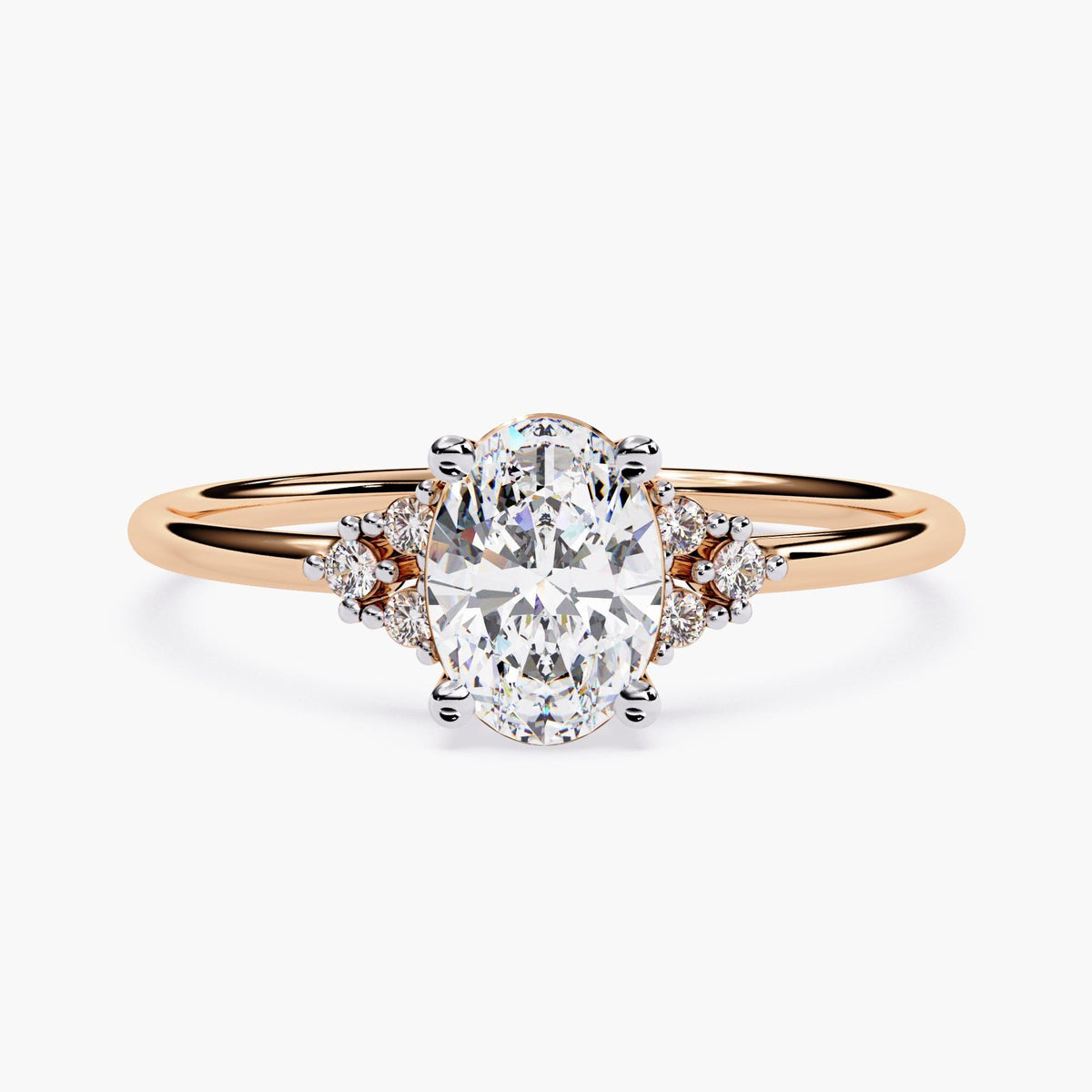 Vintage Oval Diamond Engagement Ring | Delicate Oval Diamond Ring | Unique Rose Gold Wedding Ring | Cluster Dainty Promise Ring for Women