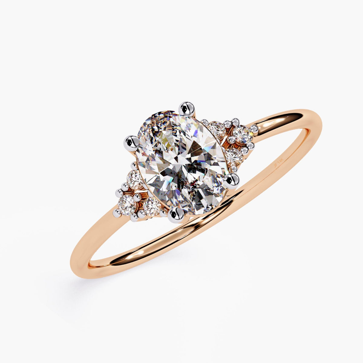 Vintage Oval Diamond Engagement Ring | Delicate Oval Diamond Ring | Unique Rose Gold Wedding Ring | Cluster Dainty Promise Ring for Women