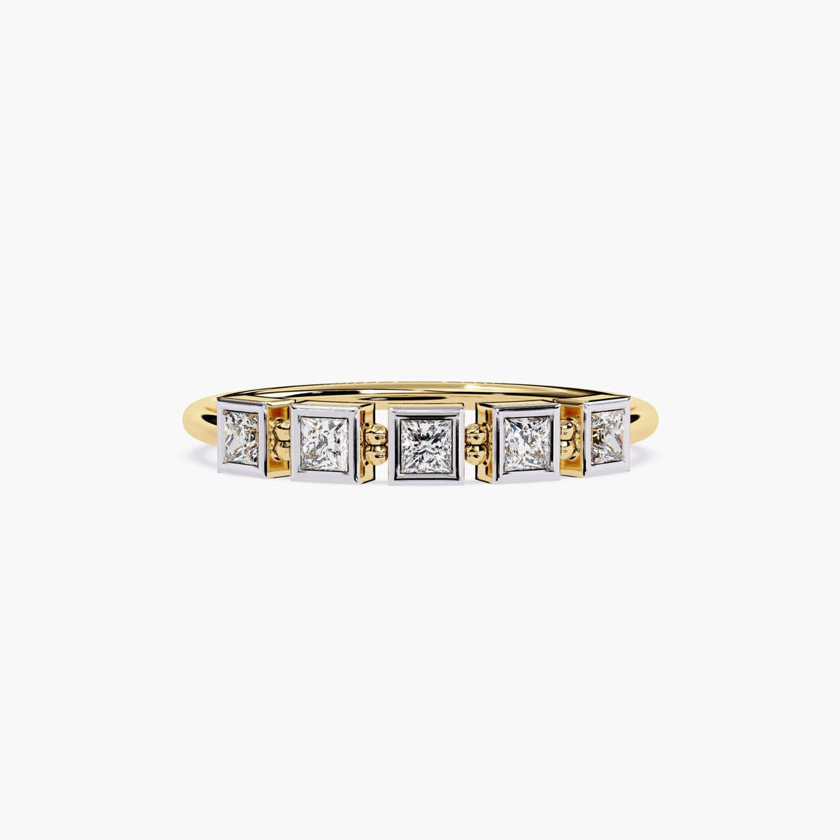 14K Solid Gold Princess Cut Diamond Ring, 0.20 CTW Lab Grown Band, Modern Proposal Ring, Dainty Promise Ring
