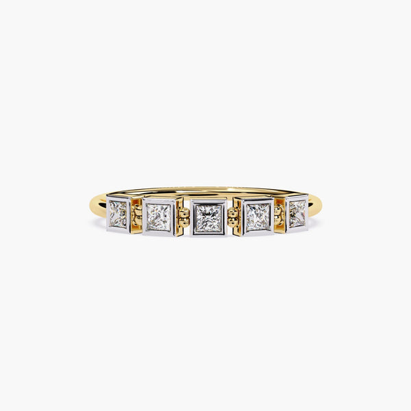 14K Solid Gold Princess Cut Diamond Ring, 0.20 CTW Lab Grown Band, Modern Proposal Ring, Dainty Promise Ring