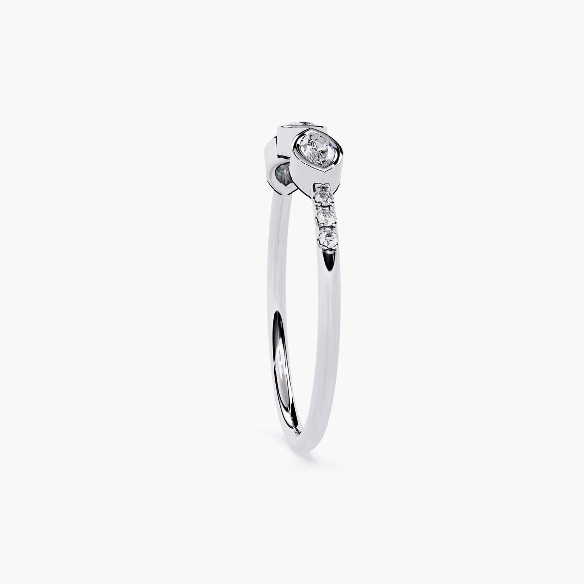Marquise Wedding Ring, Round Cut Lab Grown Wedding Band,  Minimalist Diamond Ring, 14K Solid Gold, Lab Grown Diamond Ring, 3 stone ring