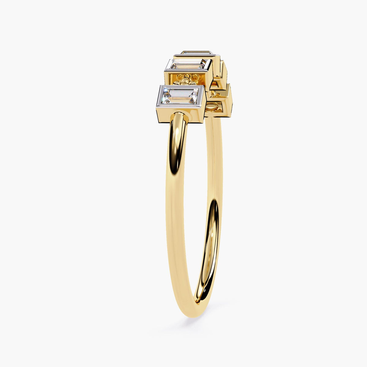14K Gold Baguette Diamond Ring Dainty Gold Ring Five Stone Diamond Band Fine Gold Jewelry Minimalist Stacking Ring Birthday Gift for Her
