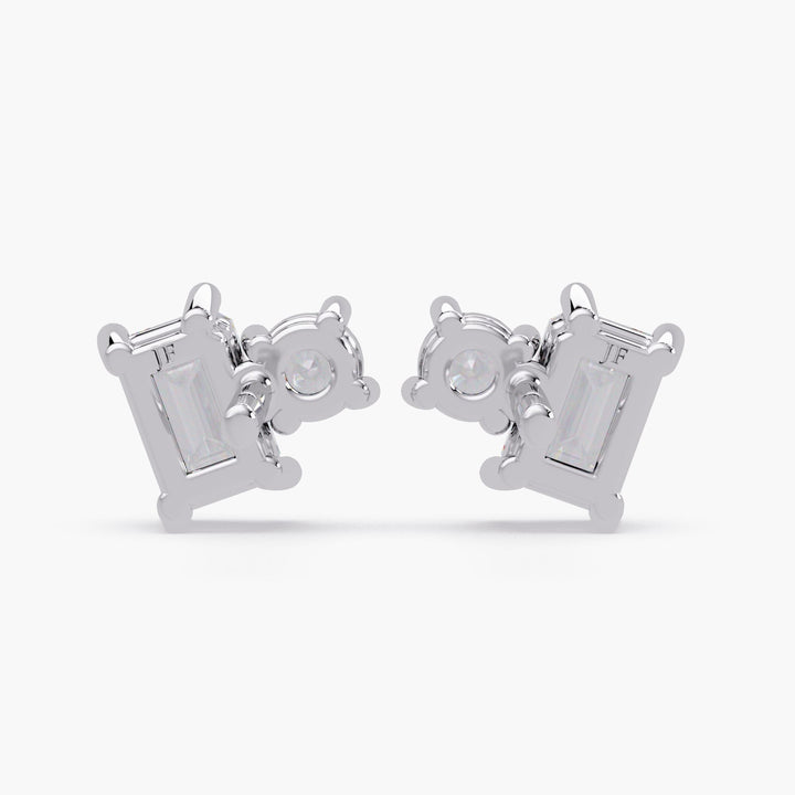 Toi et Moi Lab Grown Diamond Stud Earrings: 14K Gold 1.25 Ct Double Solitaire