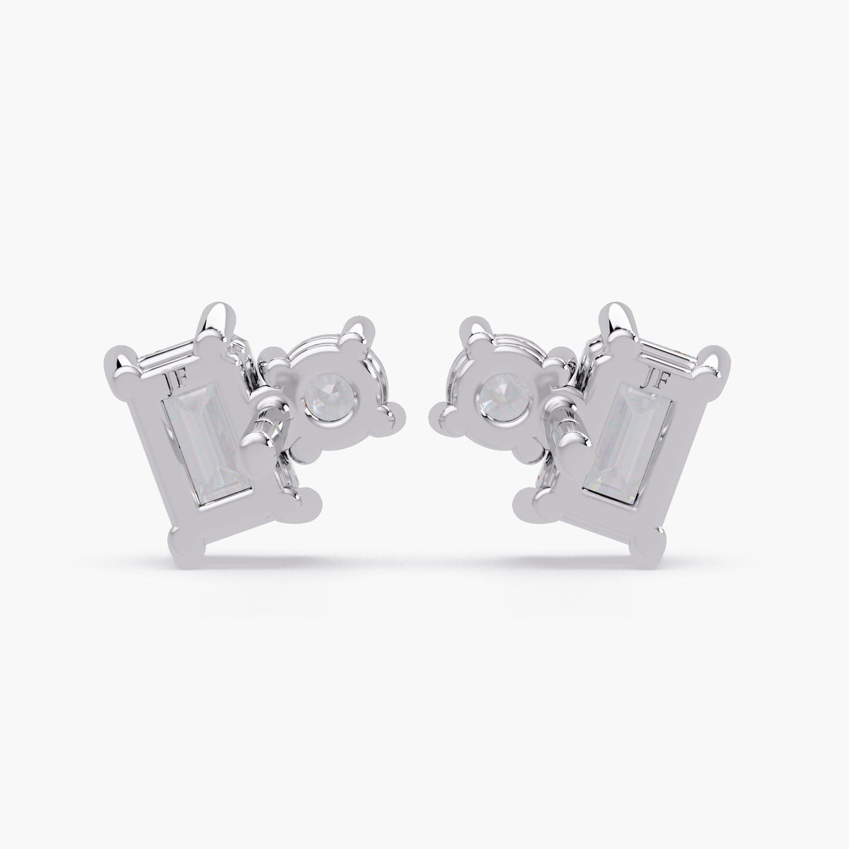 Toi et Moi Lab Grown Diamond Stud Earrings: 14K Gold 1.25 Ct Double Solitaire