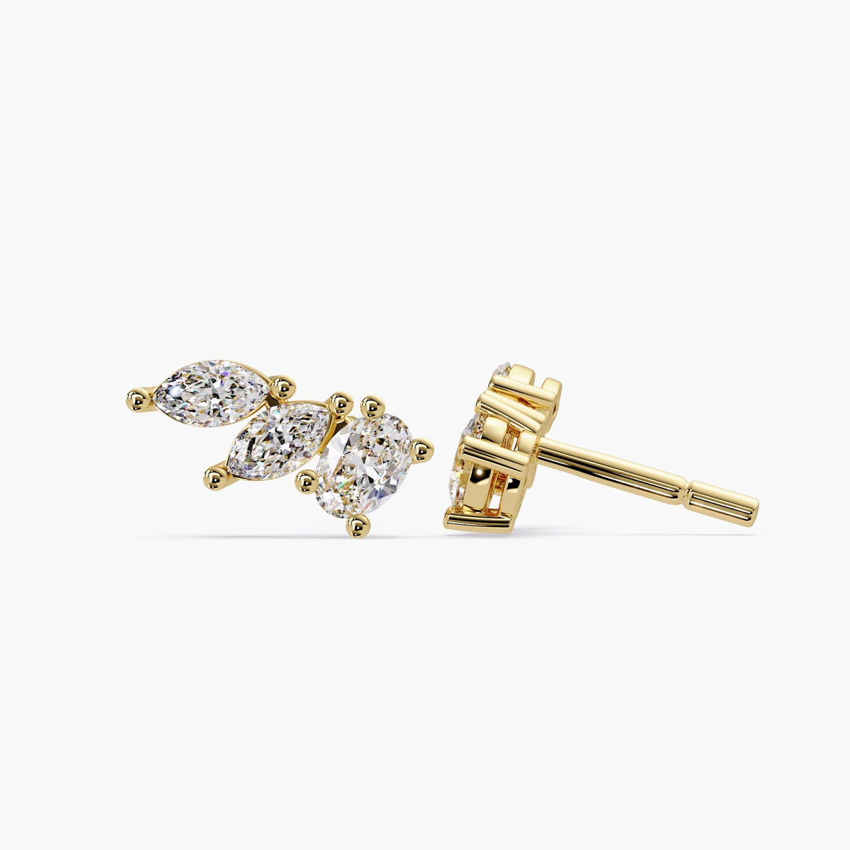 14K Gold Lab Grown Diamond Ear Climber Earrings, 1.00 CTW, Pushback