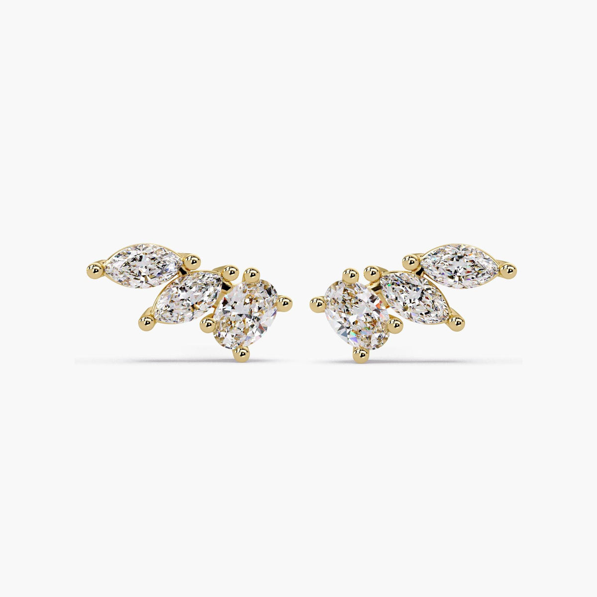 14K Gold Lab Grown Diamond Ear Climber Earrings, 1.00 CTW, Pushback