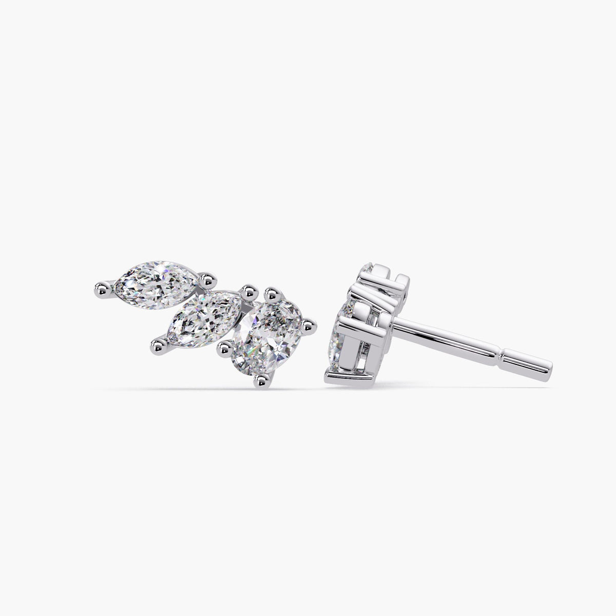 14K Gold Lab Grown Diamond Ear Climber Earrings, 1.00 CTW, Pushback