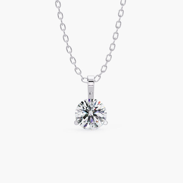 14K Gold Round Lab Grown Diamond Solitaire Necklace, 0.25 CTW - 0.50 CTW, 16-18 Inch
