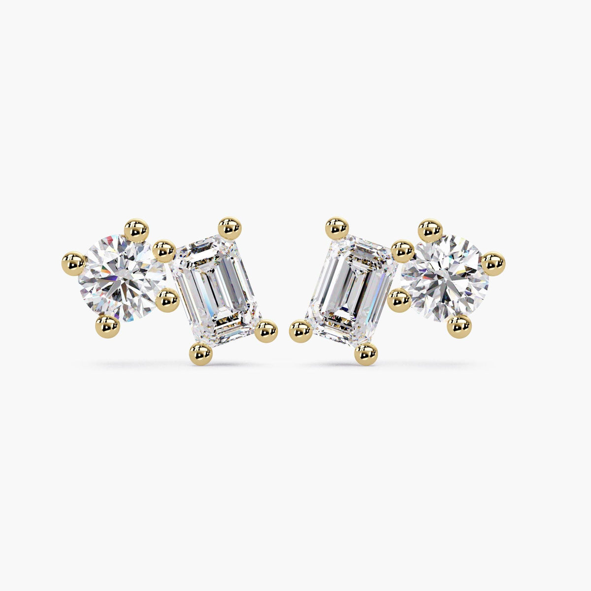 Lab Grown Diamond Earrings Cluster, Lab Diamond 14K Gold Stud Earrings, Multidiamond Stud Earrings, Mini Diamond Studs Cluster