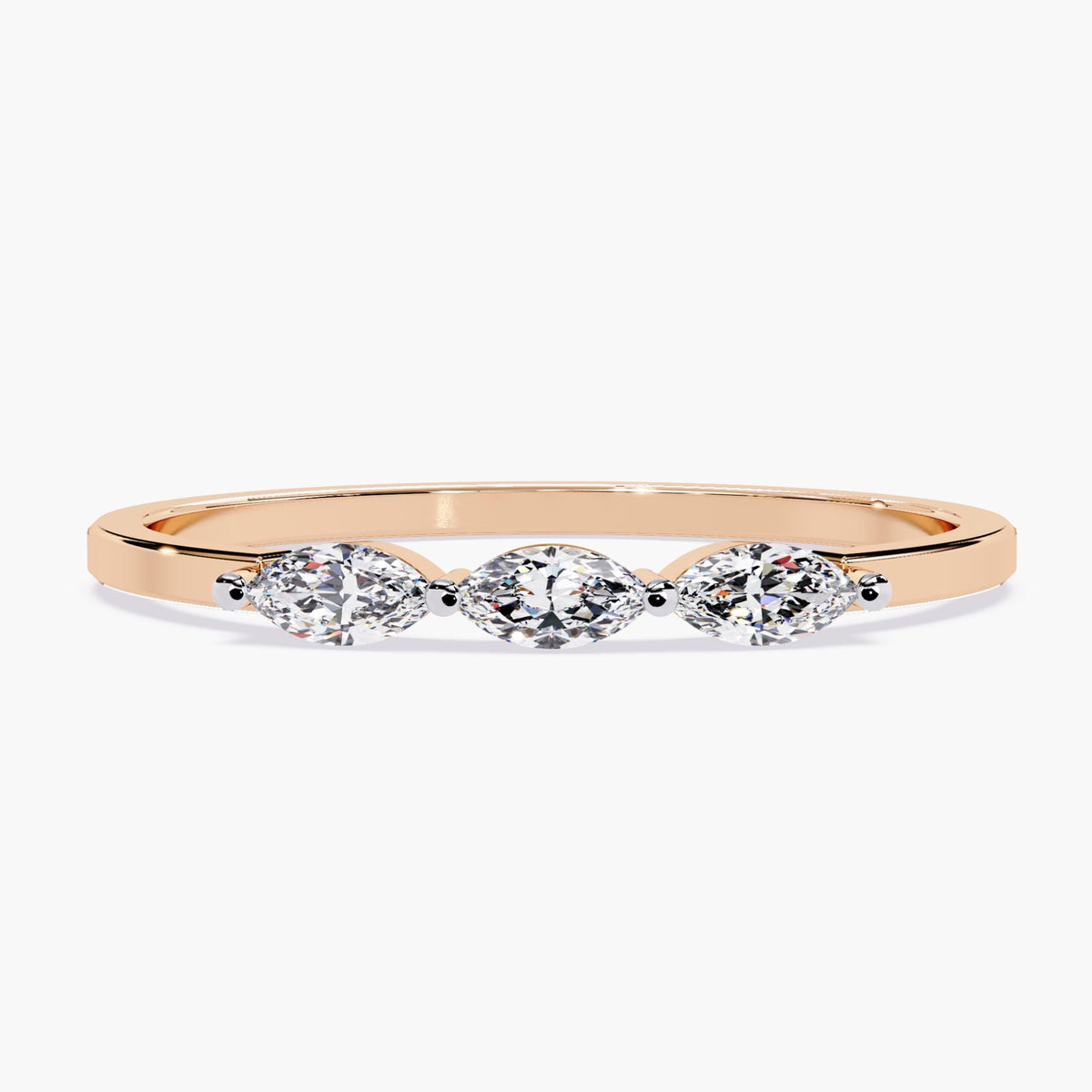 Gold Wedding Band Set Marquise Diamond Collection Three Stone Design Lab Grown Diamond Ring Premium Bridal Jewelry Modern Engagement Band Princess Cut Stones Dainty Ring Construction Perfect Wedding Gift Beautiful Stackable Design