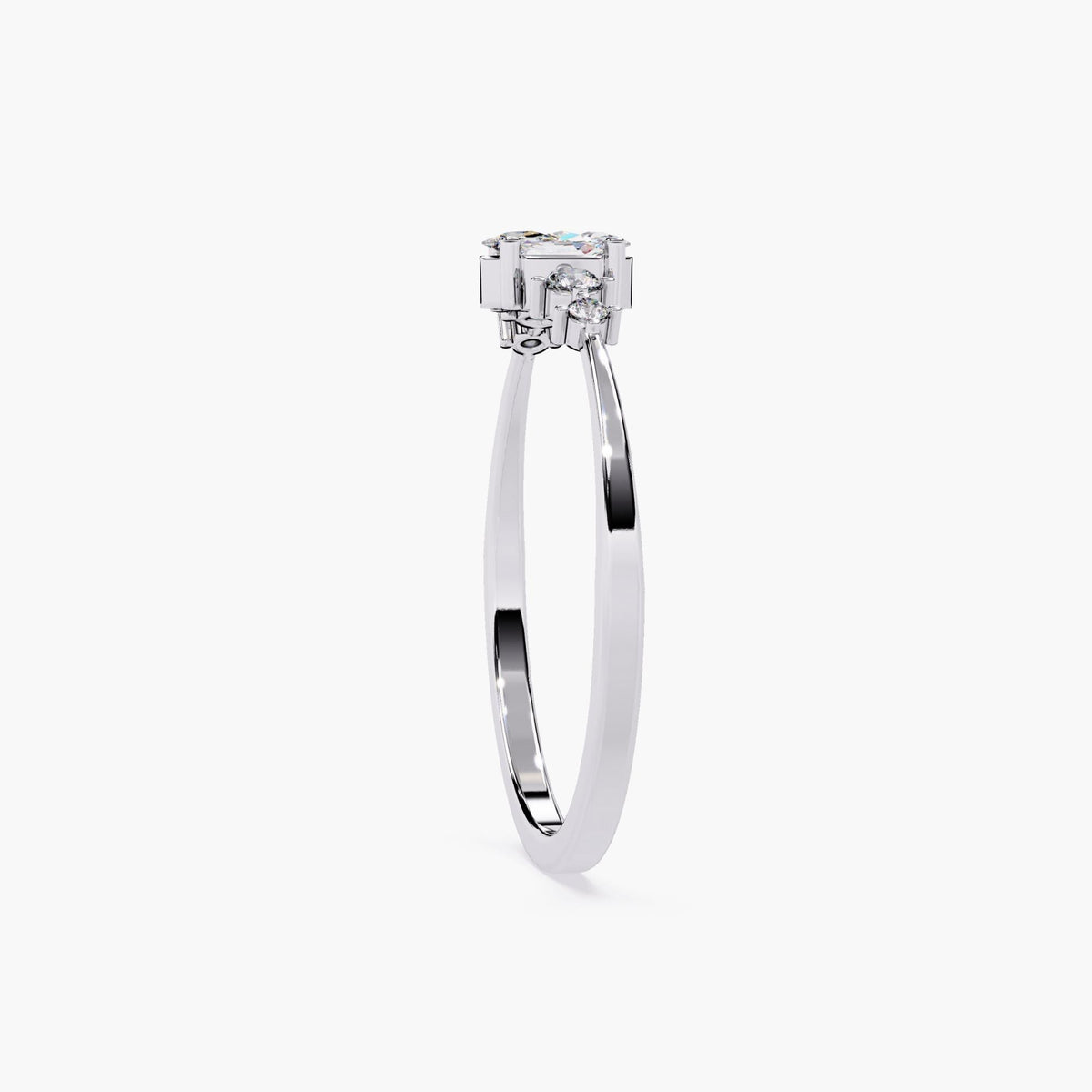 Gold Wedding Band Marquise Diamond Ring Five Stone Design Vintage Style Collection Classic Engagement Ring Premium Quality Construction Diamond Accent Details Elegant Craftsmanship Beautiful Bridal Piece Heirloom Quality