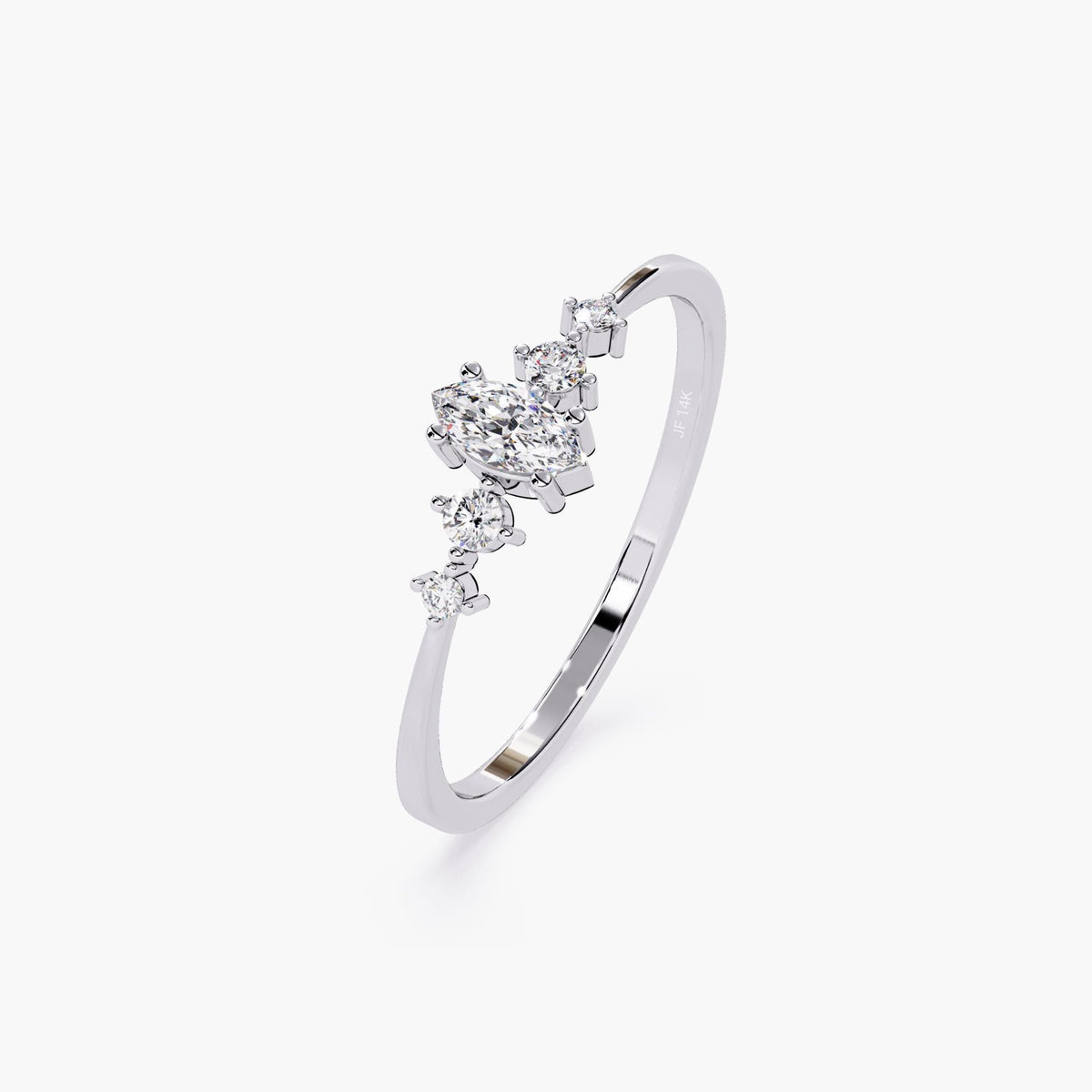 Gold Wedding Band Marquise Diamond Ring Five Stone Design Vintage Style Collection Classic Engagement Ring Premium Quality Construction Diamond Accent Details Elegant Craftsmanship Beautiful Bridal Piece Heirloom Quality