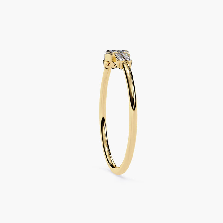 Elegant Stackable Ring Dainty Gold Band Design Lab Grown Diamond Accent Modern Wedding Collection Perfect Anniversary Gift Beautiful Engagement Ring Premium Quality Construction Fine Jewelry Essential White Yellow Rose Gold Options