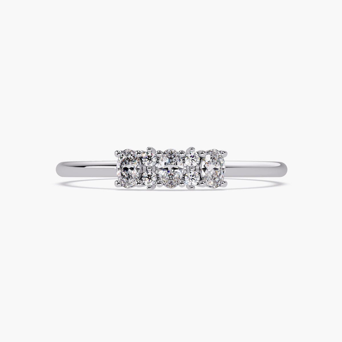 14k Gold Cluster Ring, Oval and Round Diamond Ring, 7 Stone Wedding Band, Dainty Anniversary Promise Ring for Women