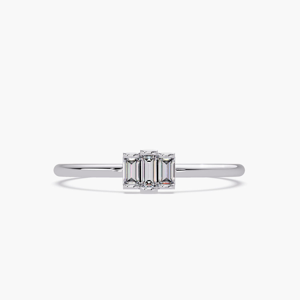 Baguette Diamond Ring, 3 Stone Diamond Ring in 14k Solid Gold, Dainty Baguette Channel Set Ring, Minimalist Ring for Her, Geometric Ring