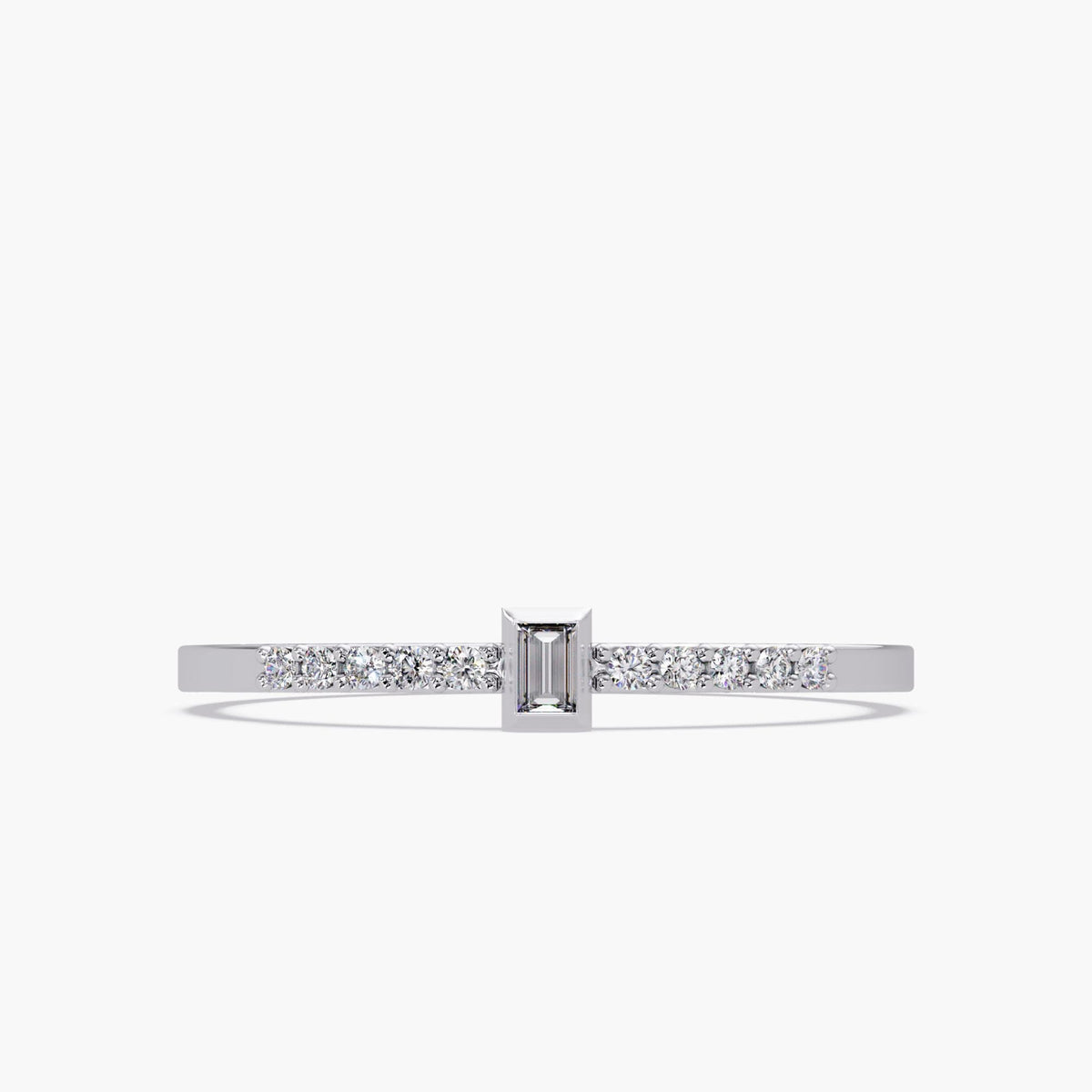 14K Gold Baguette Diamond Ring, Pave Diamond Band, Stacking Diamond Ring, Minimalist Design, Gift for Granddaughter