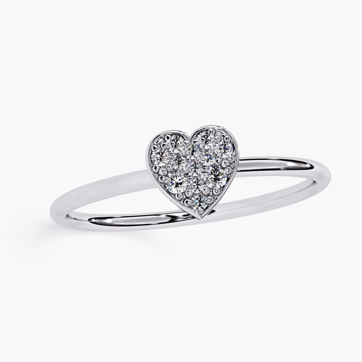 14k Pave Diamond Heart Ring, Solid Gold Heart Ring, Micro Pave Diamond Ring, Mini Heart Ring, Dainty Heart Ring, Gift for Daughter and Mom