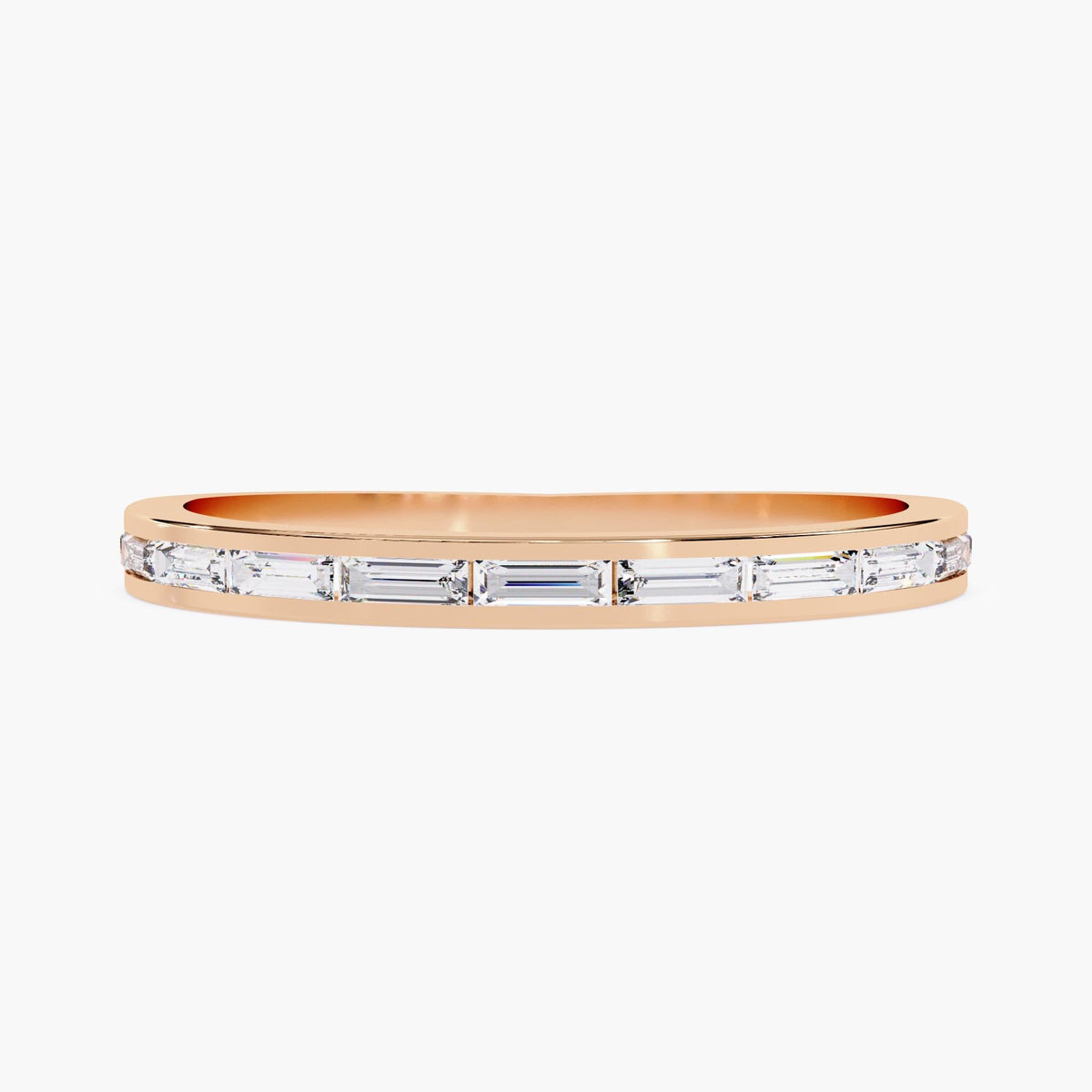 14K Gold Baguette Lab Diamond Band: Half Eternity Ring (0.22 ctw)