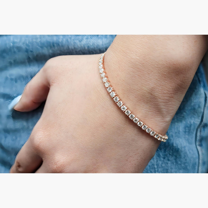 14K Gold Round Lab Grown Diamond Tennis Bracelet, 4 CTW, 6.25-8 Inch