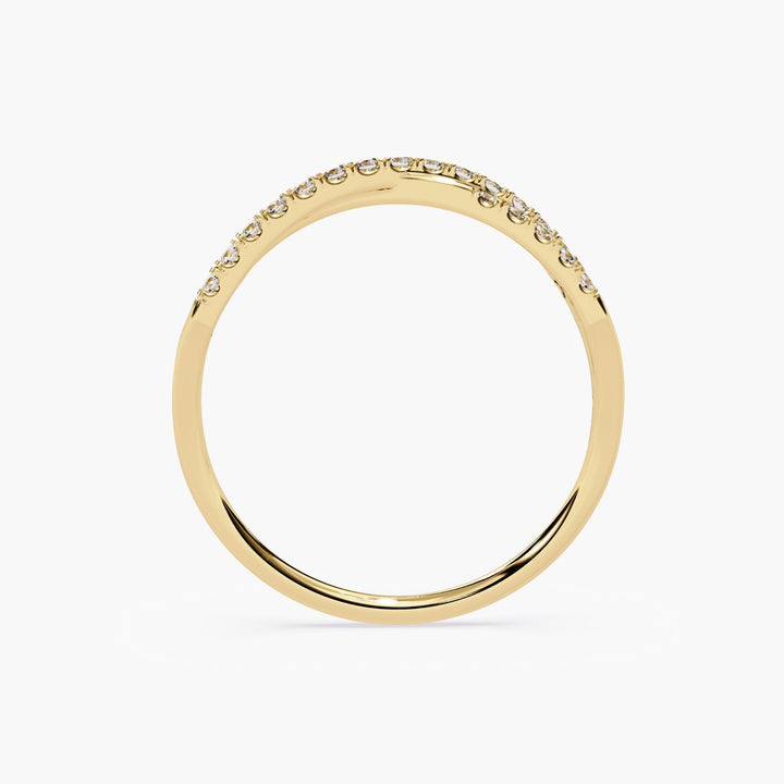 14k Gold Criss Cross Diamond Ring, Dainty Pave Diamond Ring, Criss Cross Ring For Women Minimalist Gold Ring Stack Wedding Band Gift for Her