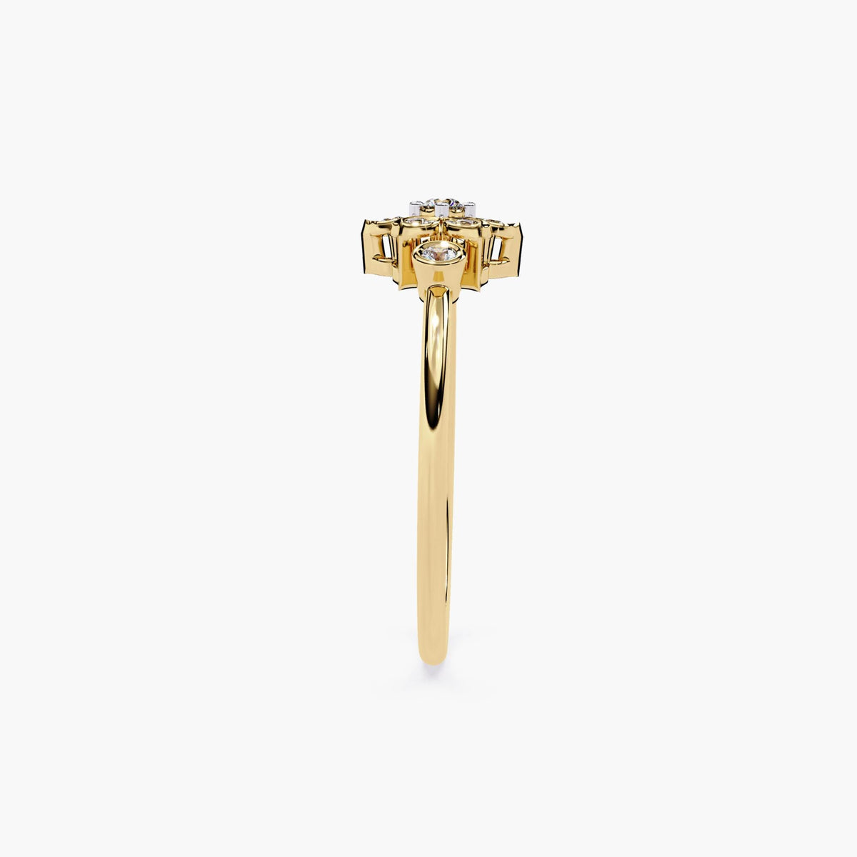 14K Gold Dainty Diamond Ring | Lab Grown Diamond Flower Ring | Minimalist Gold Ring | Bezel Prong Ring | Wedding Band | Gift for Her