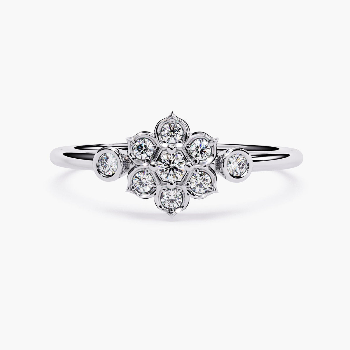 14K Gold Dainty Diamond Ring | Lab Grown Diamond 14K Gold Dainty Diamond Ring | Lab Grown Diamond Flower Ring | Minimalist Gold Ring | Bezel Prong Ring | Wedding Band | Gift for HerFlower Ring | Minimalist Gold Ring | Bezel Prong Ring | Wedding Band | Gift for Her