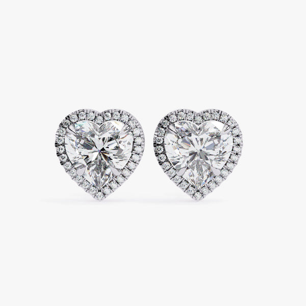 14K Gold Heart Lab Grown Diamond Halo Stud Earrings, 2-5 CTW
