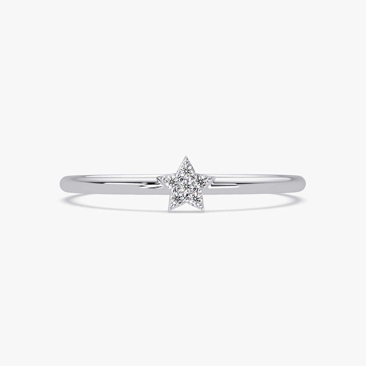 Diamond Star Ring in 14K Gold, Dainty Real Diamond Star Band, Celestial Stacking Ring, Gift for Mom, Gift for Friend