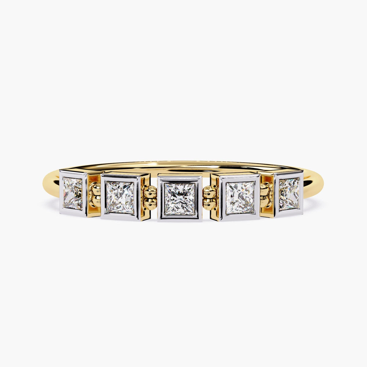 14K Solid Gold Princess Cut Diamond Ring, 0.20 CTW Lab Grown Band, Modern Proposal Ring, Dainty Promise Ring