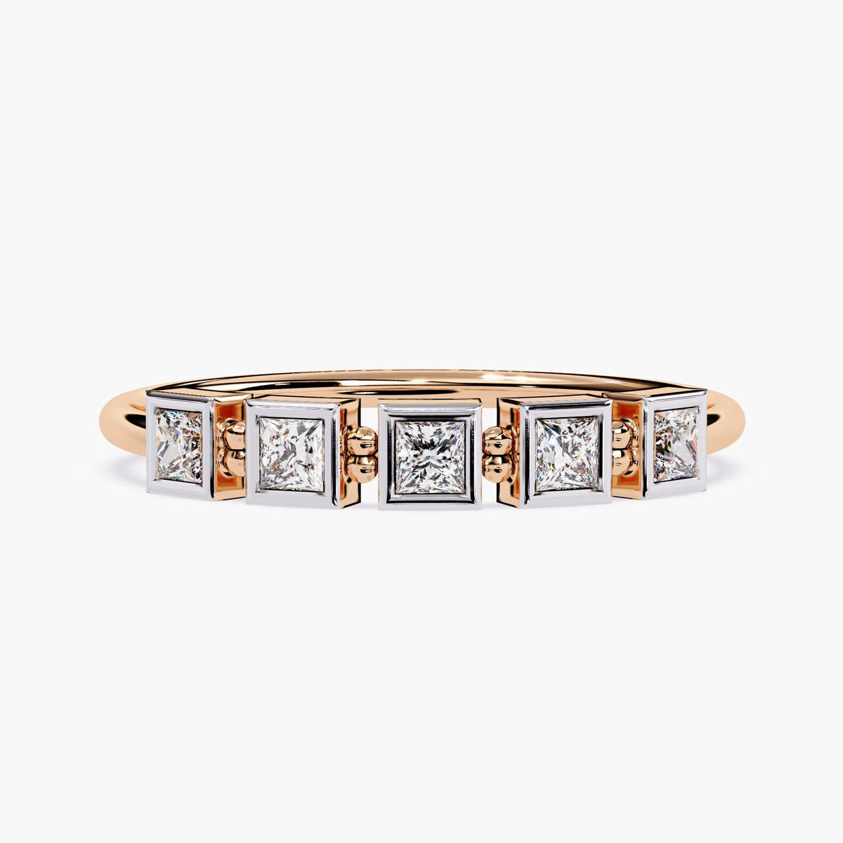 14K Solid Gold Princess Cut Diamond Ring, 0.20 CTW Lab Grown Band, Modern Proposal Ring, Dainty Promise Ring