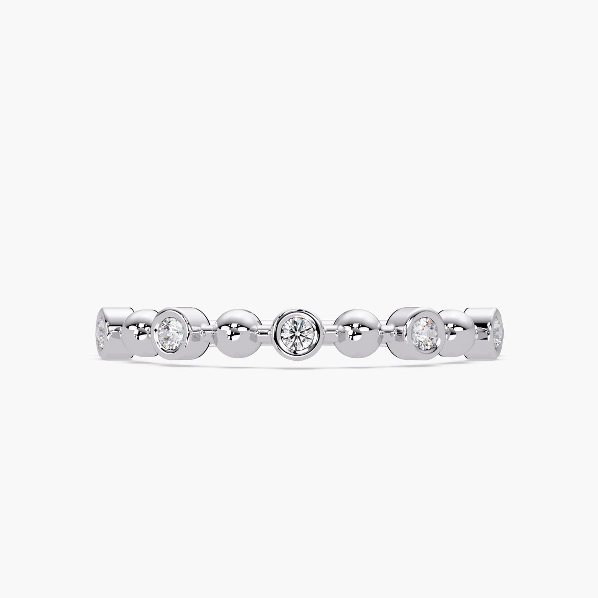 Bubble Bezel Diamond Band in 14K Gold, 2.5mm Solid Gold Natural Diamond Ring, Dainty Stacking Wedding Band Unique Fine Jewelry Gift for Wife